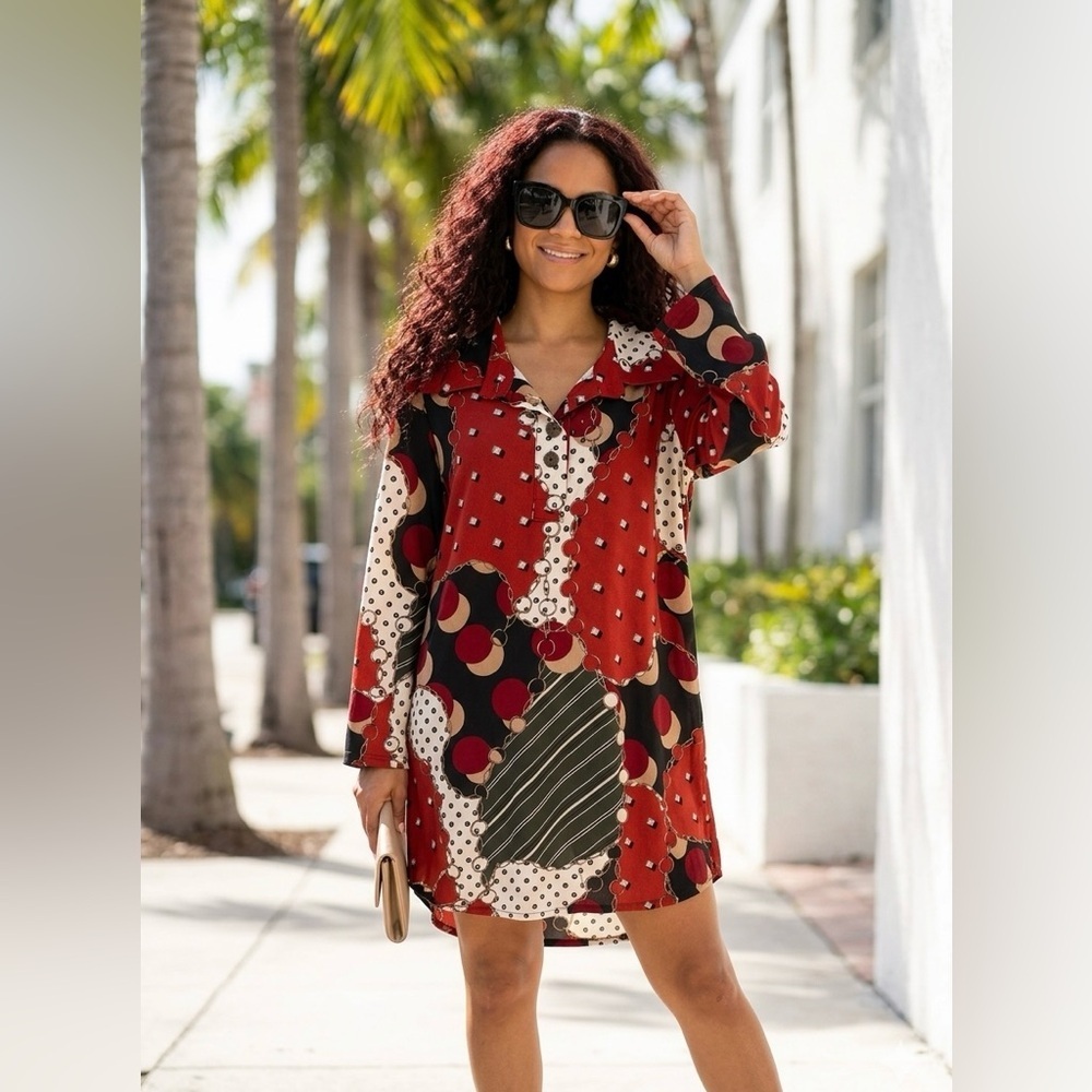 Rosa Santa Abstract Print Tunic Dress / Blouse – Made in Brazil